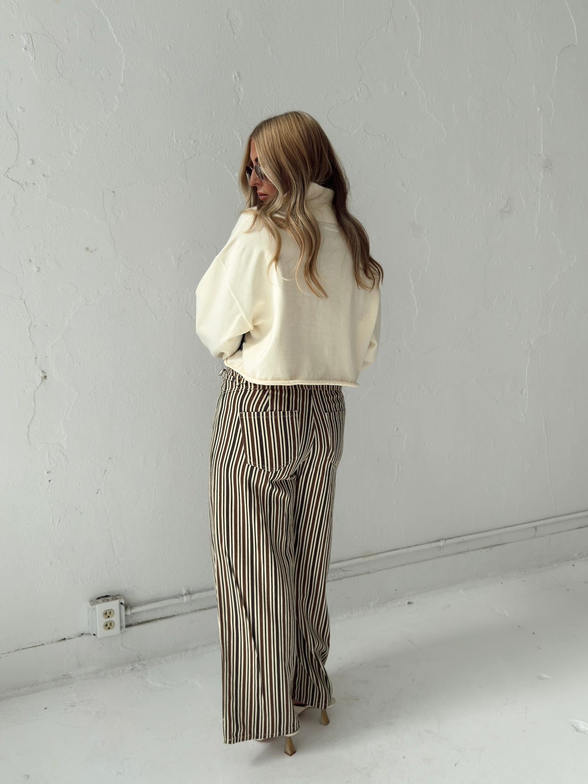 Britt Low Rise Buckle Stripe Pants