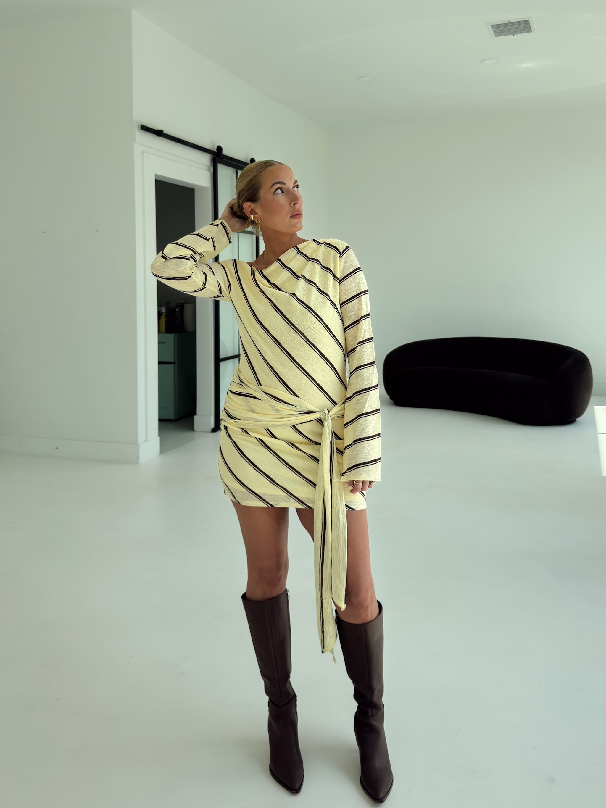 Abigail Yellow Stripe Mini Dress