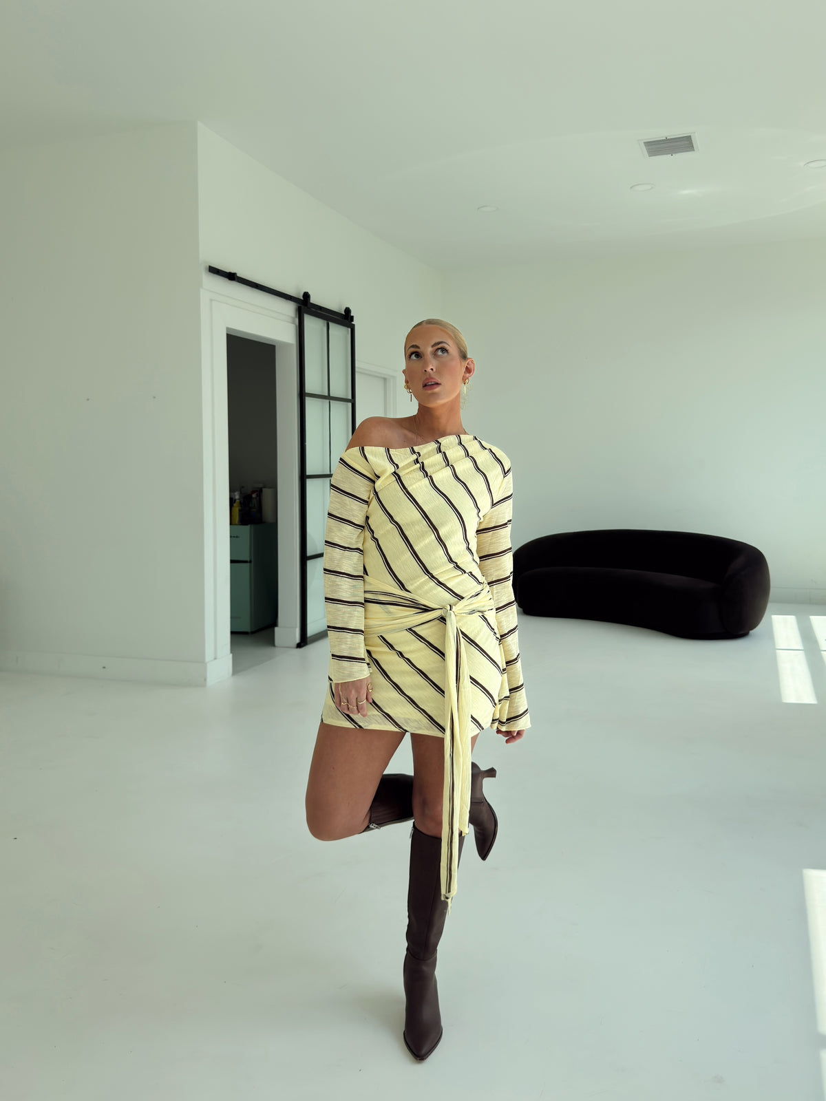 Abigail Yellow Stripe Mini Dress