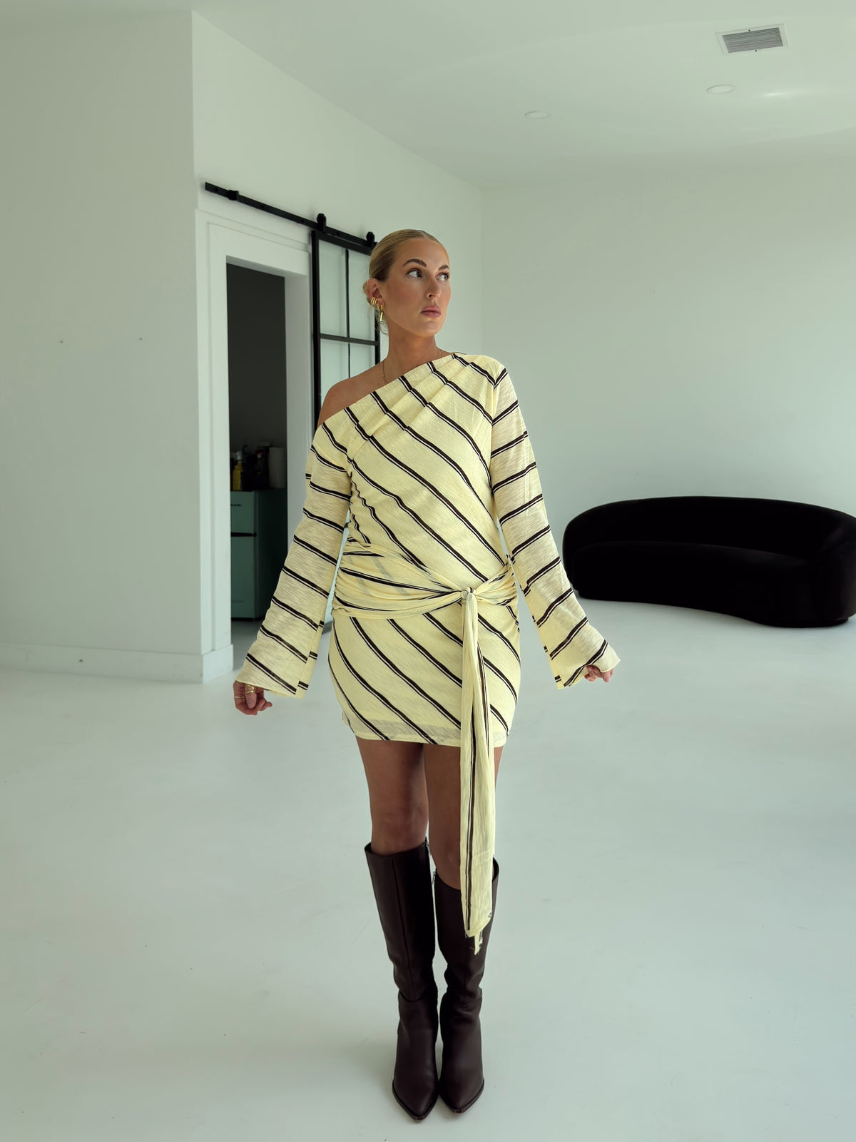 Abigail Yellow Stripe Mini Dress