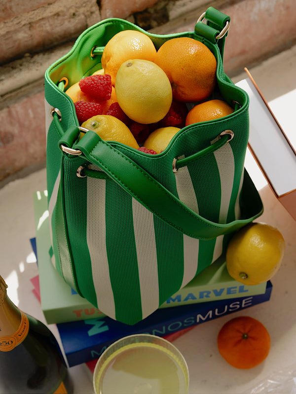 Isla Green Stripe Bucket Bag