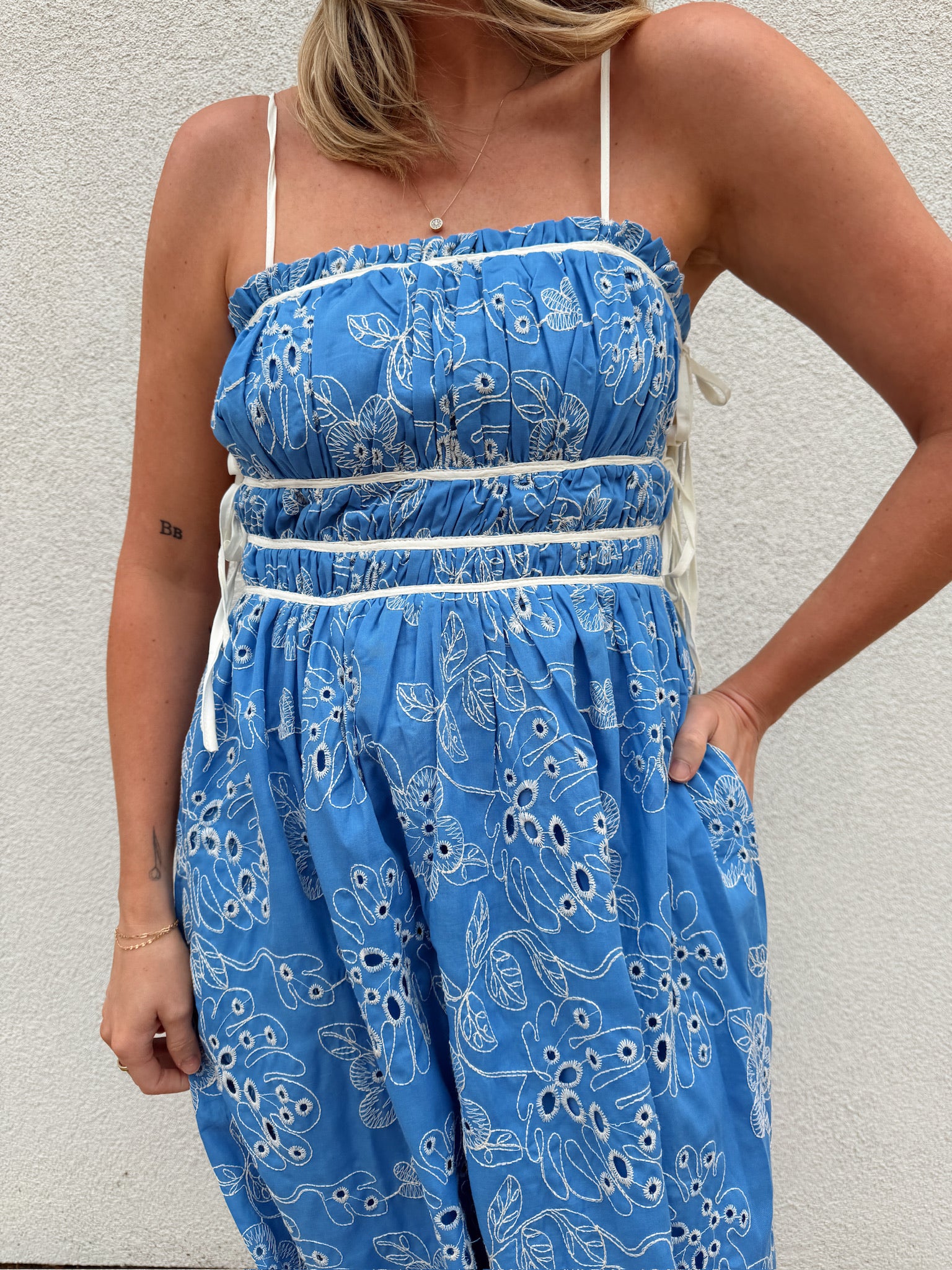 Cassandra Blue Floral Midi Dress