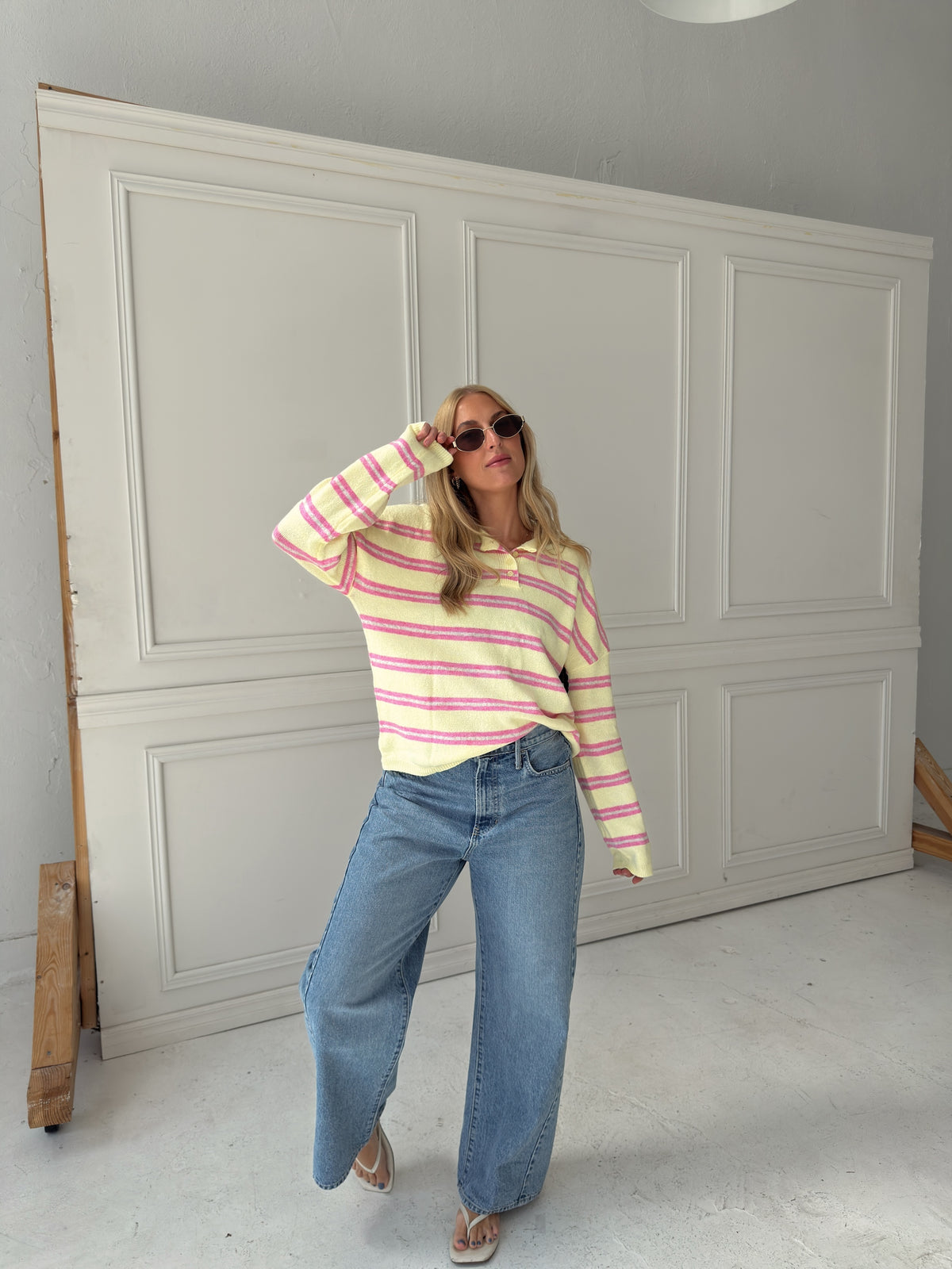 Caroline Cozy Stripe Knit Sweater - Yellow