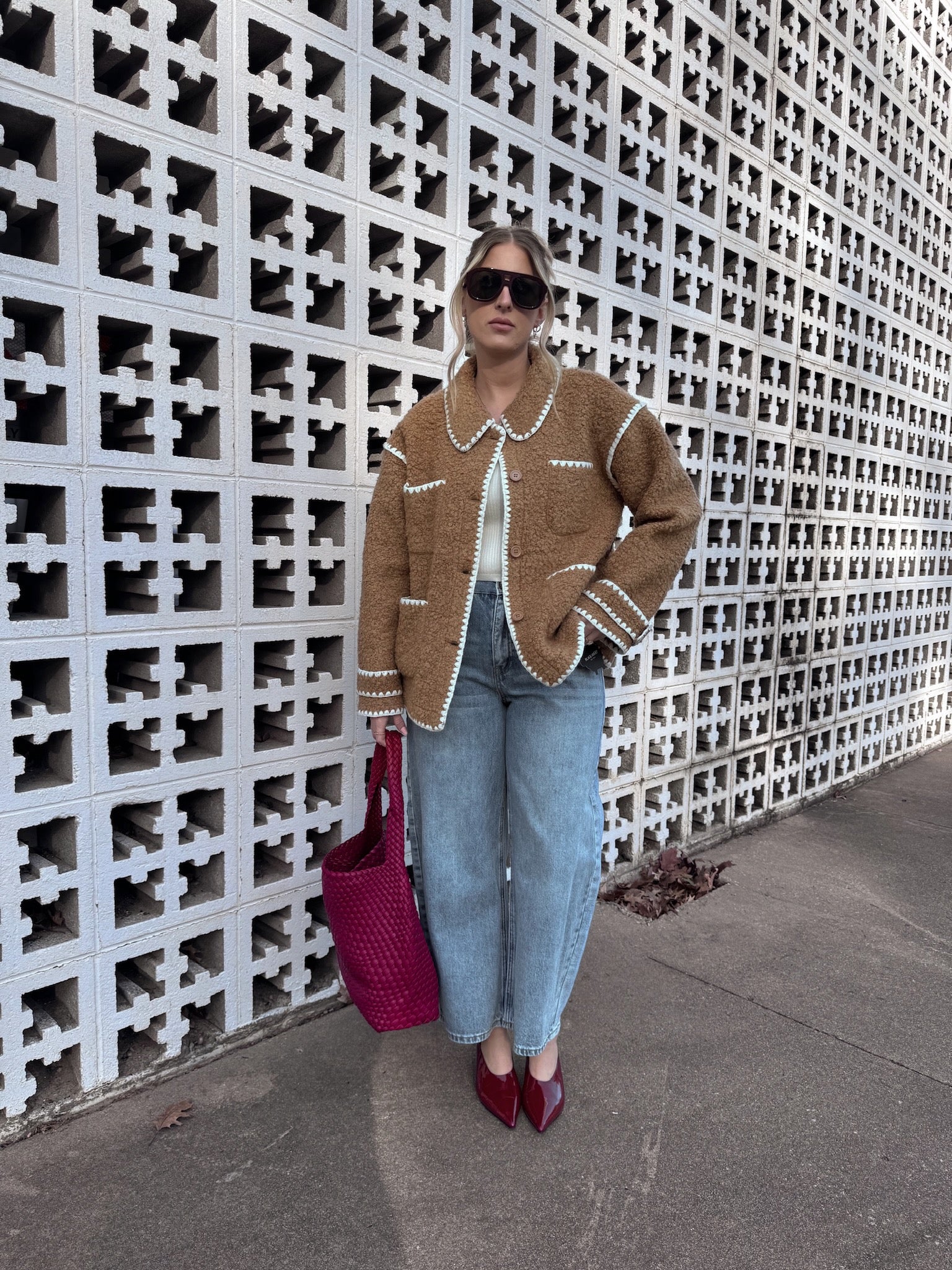 English Factory Embroidered Shearling Jacket