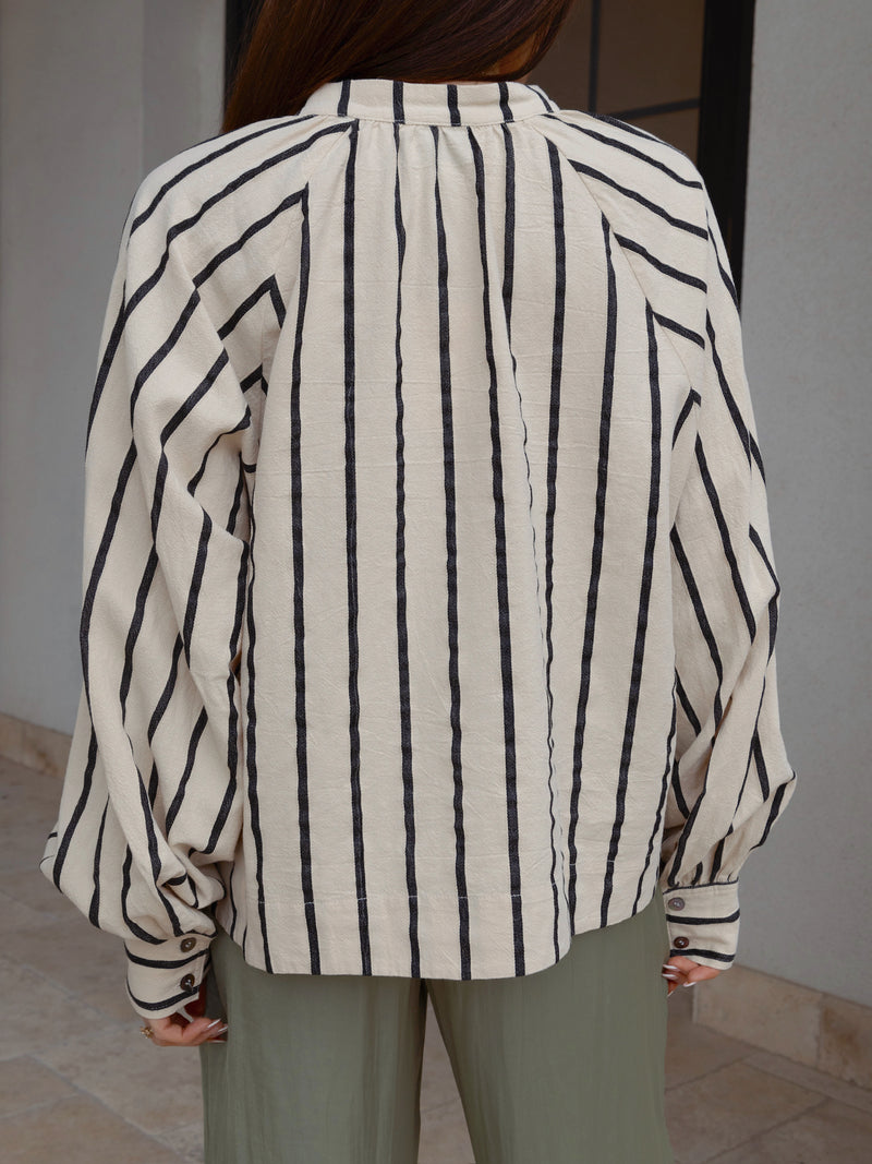 Frnch Creme Stripe Woven Shirt