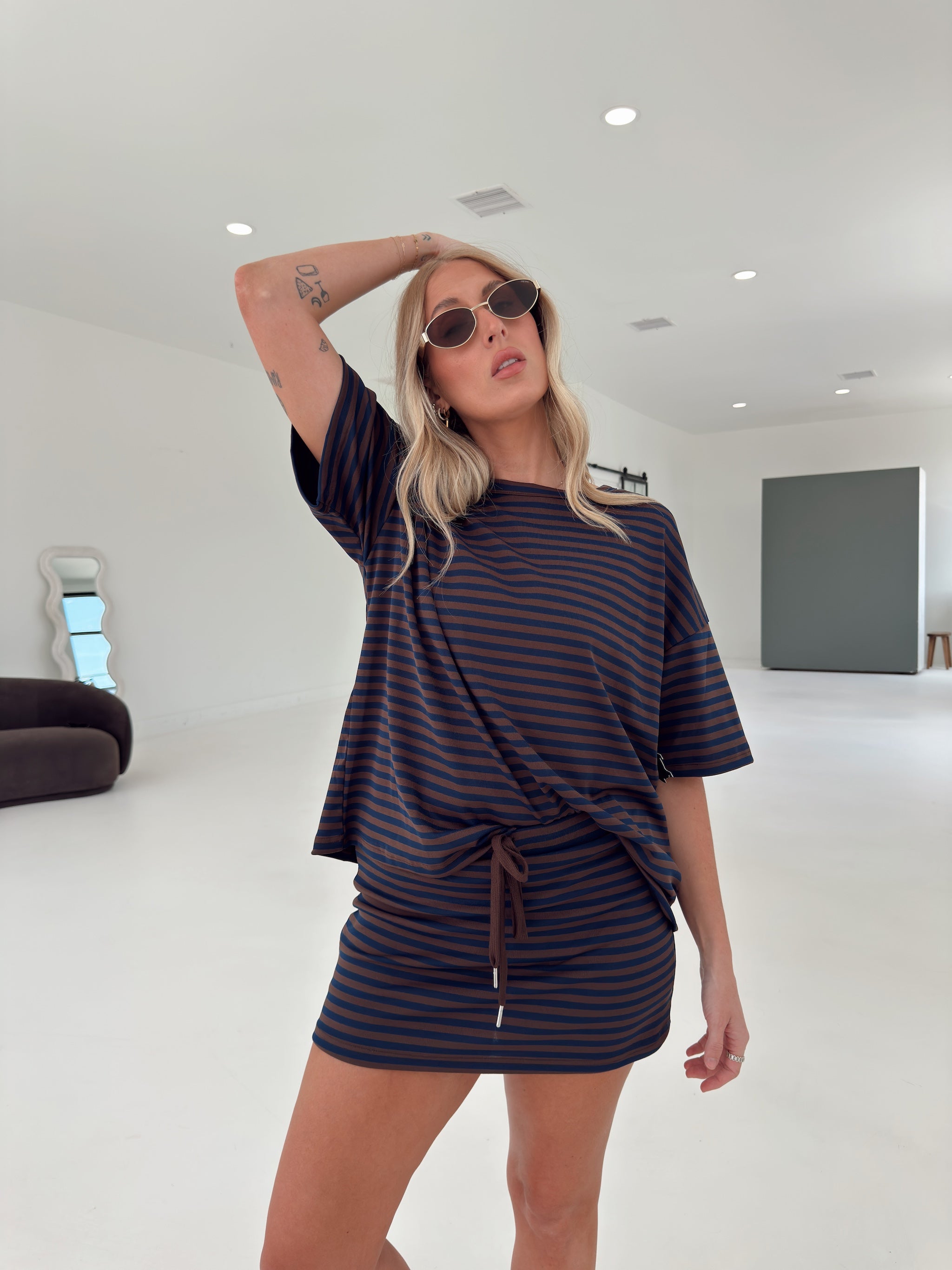 Pre-Order Weekender Stripe Top - Brown/Navy (restock eta 8/30)
