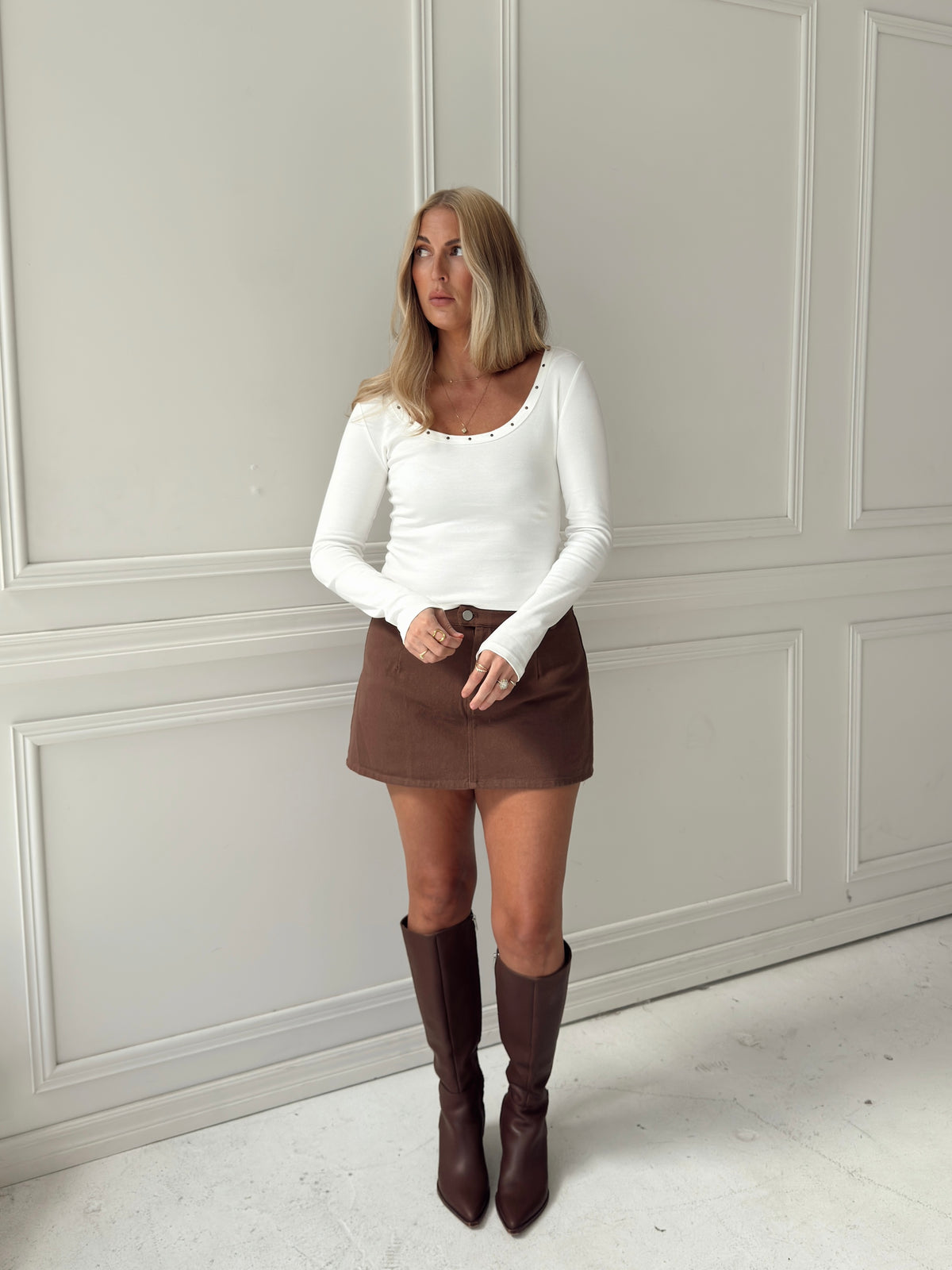 Meg Brown Denim Skort