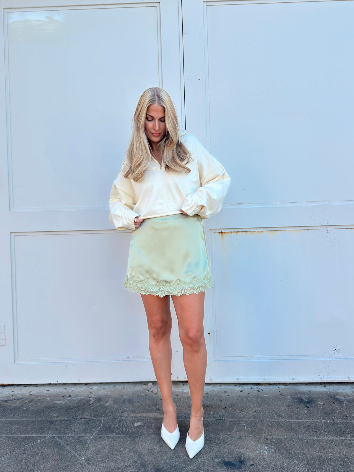 Sabrina Lace Trim Mini Skort - Matcha