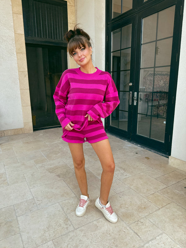 Sweetheart Stripes Sweater Shorts