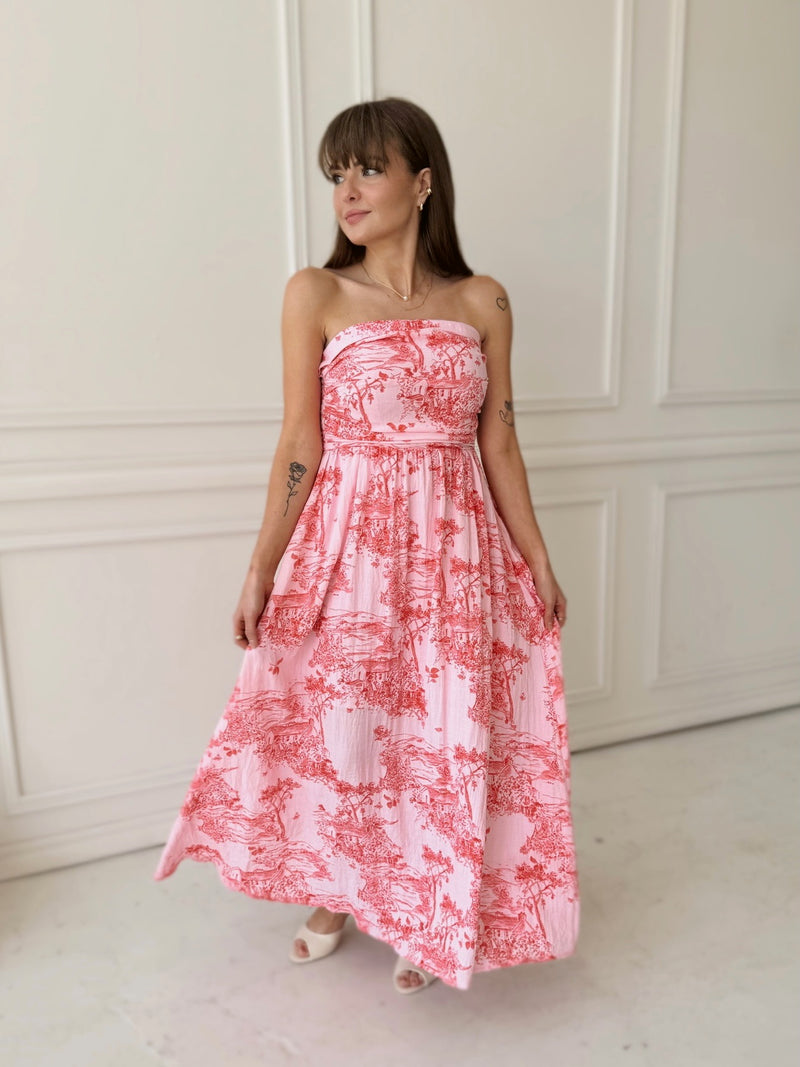 Meet Me in Santorini Sunset Cottage Tube Maxi Dress