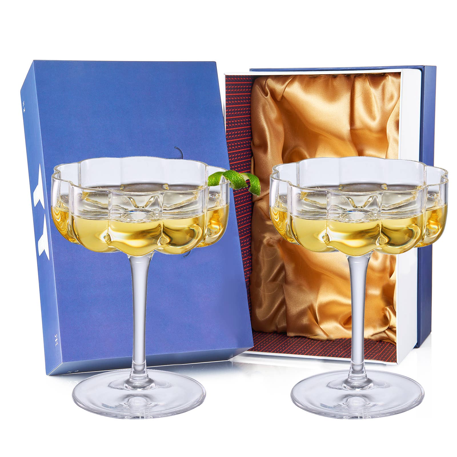 Flower Vintage Wavy Petals Wave Glass Coupes 7oz - Set of 2