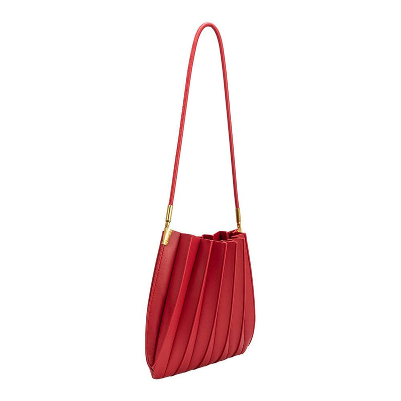 Melie Bianco Carrie Red Pleated Vegan Shoulder Bag