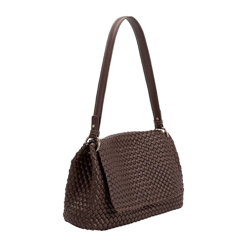 Melie Bianco Natalia Espresso Recycled Vegan Shoulder Bag