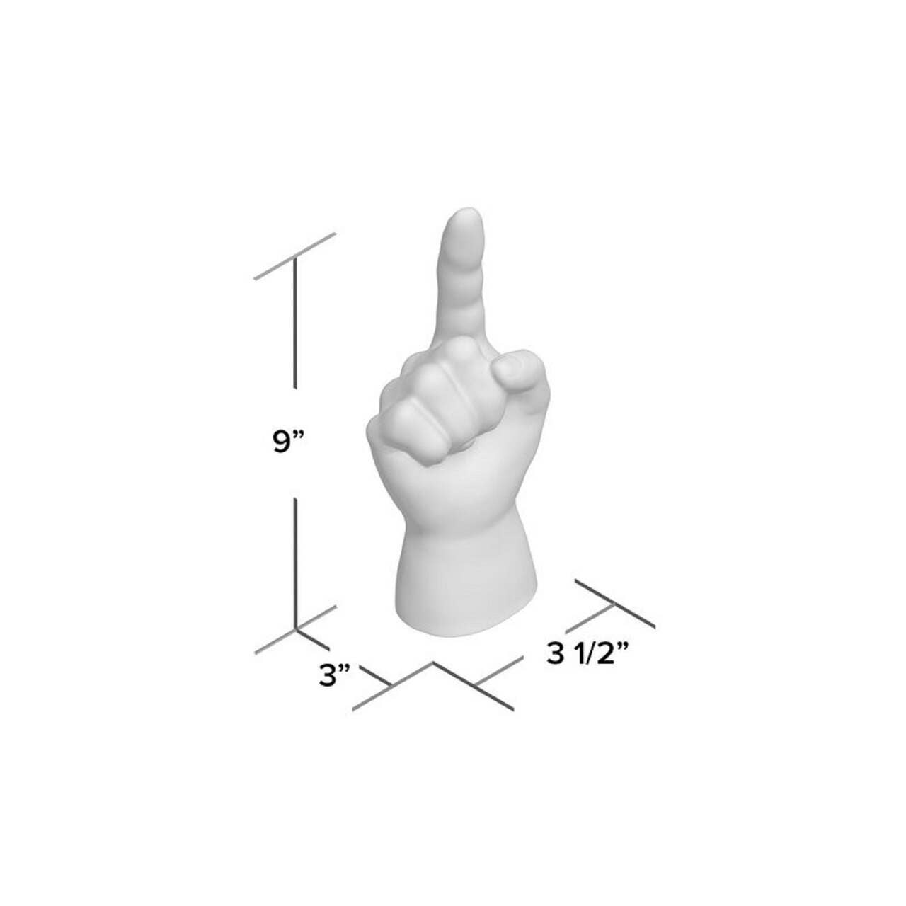 Silver Middle Finger Tabletop Sculpture - 9" long