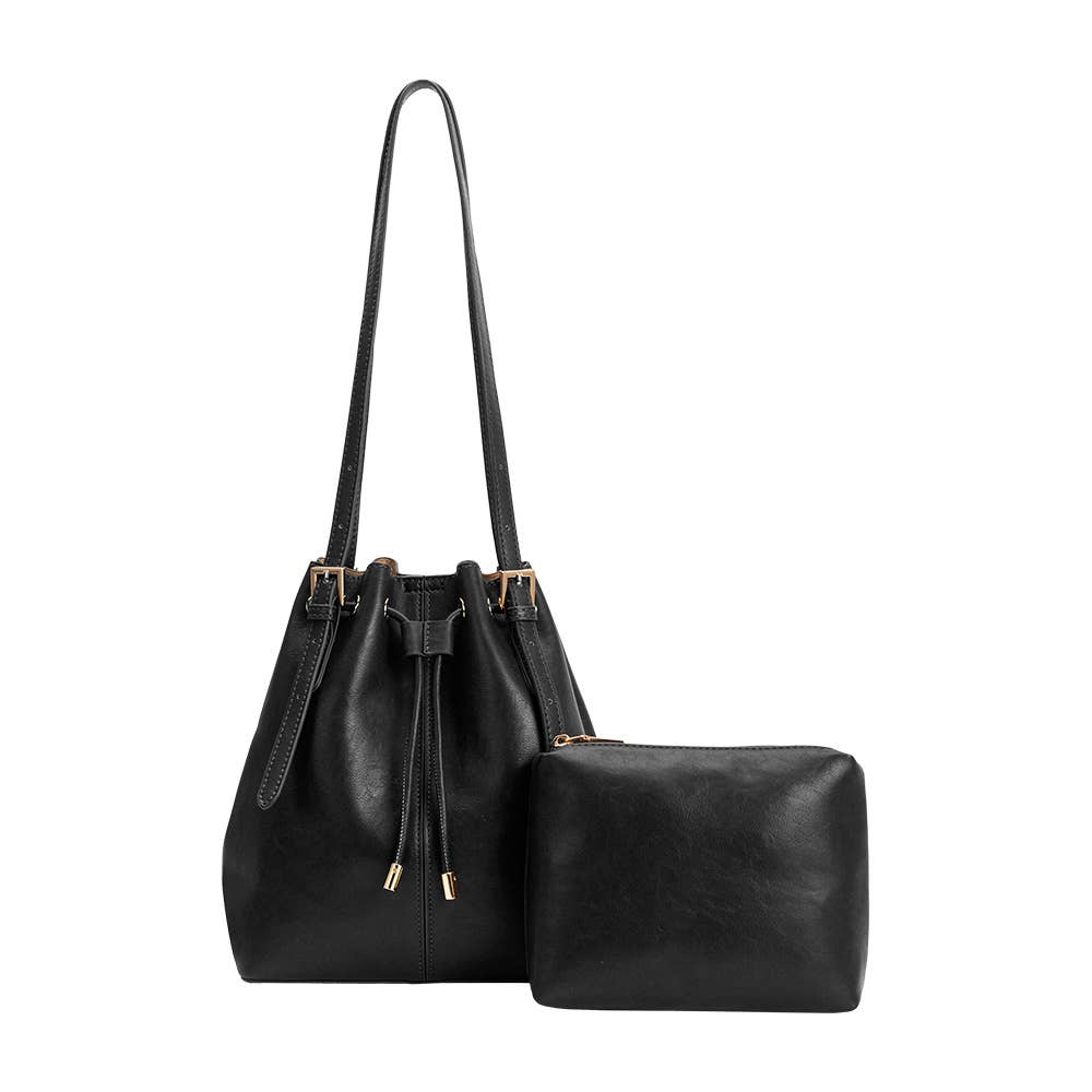 Sally Black Recycled Vegan Shoulder Bag