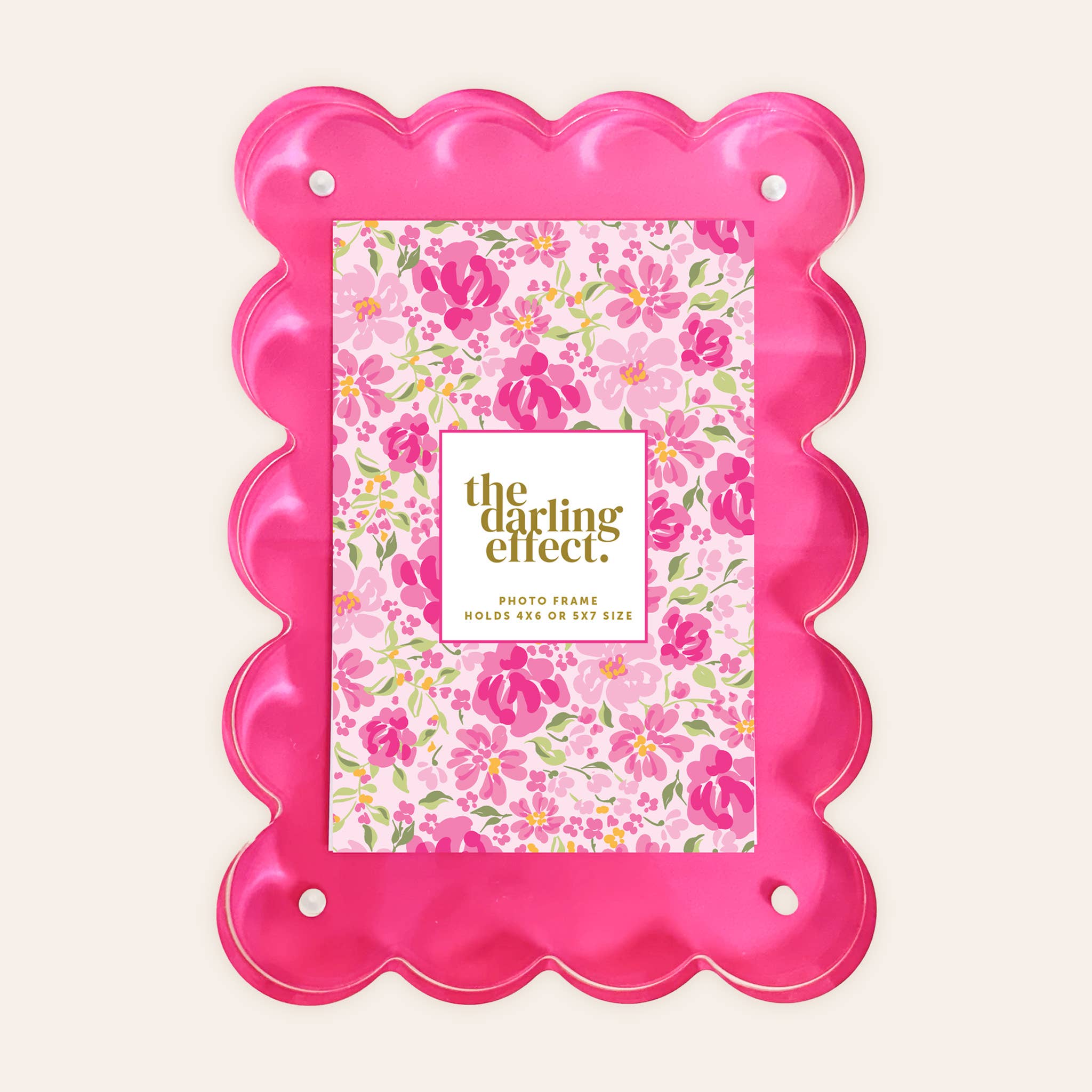 Rectangle Scalloped Acrylic Frame - Hot Pink