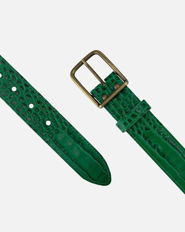 Amsterdam Heritage Belts Damy | Crocodile Embossed Leather Belt: Green