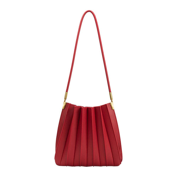 Melie Bianco Carrie Red Pleated Vegan Shoulder Bag