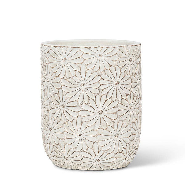 Sm White Daisy Vase/Planter - 6.5"H