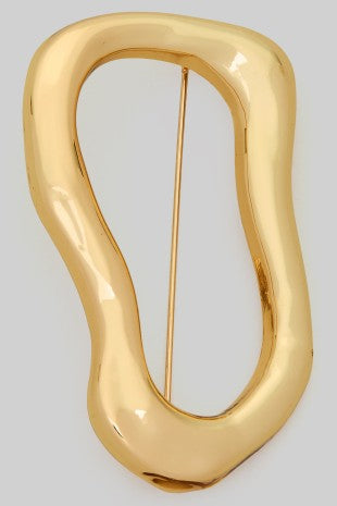 Gold Round Brooch