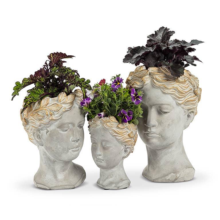 Extra-Small Woman Head Planter - 6.5"H