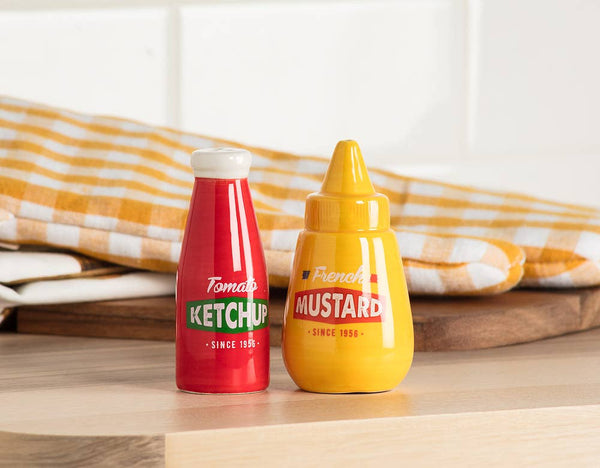 Ketchup & Mustard Salt & Pepper- 4"H