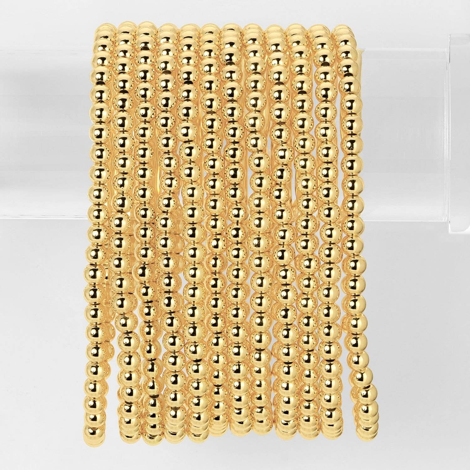 4mm Bead Stretch Bracelets: Gold