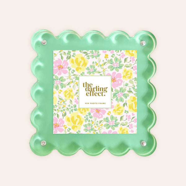 Square Scalloped Acrylic Frame-  Green