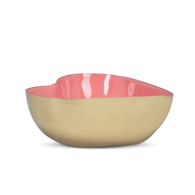 Heart Shaped Enamel Bowl - Pink - 4.5"W