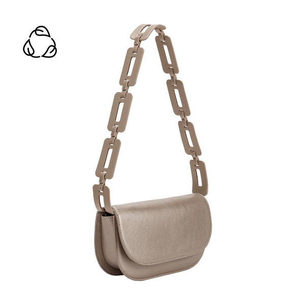 Inez Metallic Pewter Recycled Vegan Shoulder Bag