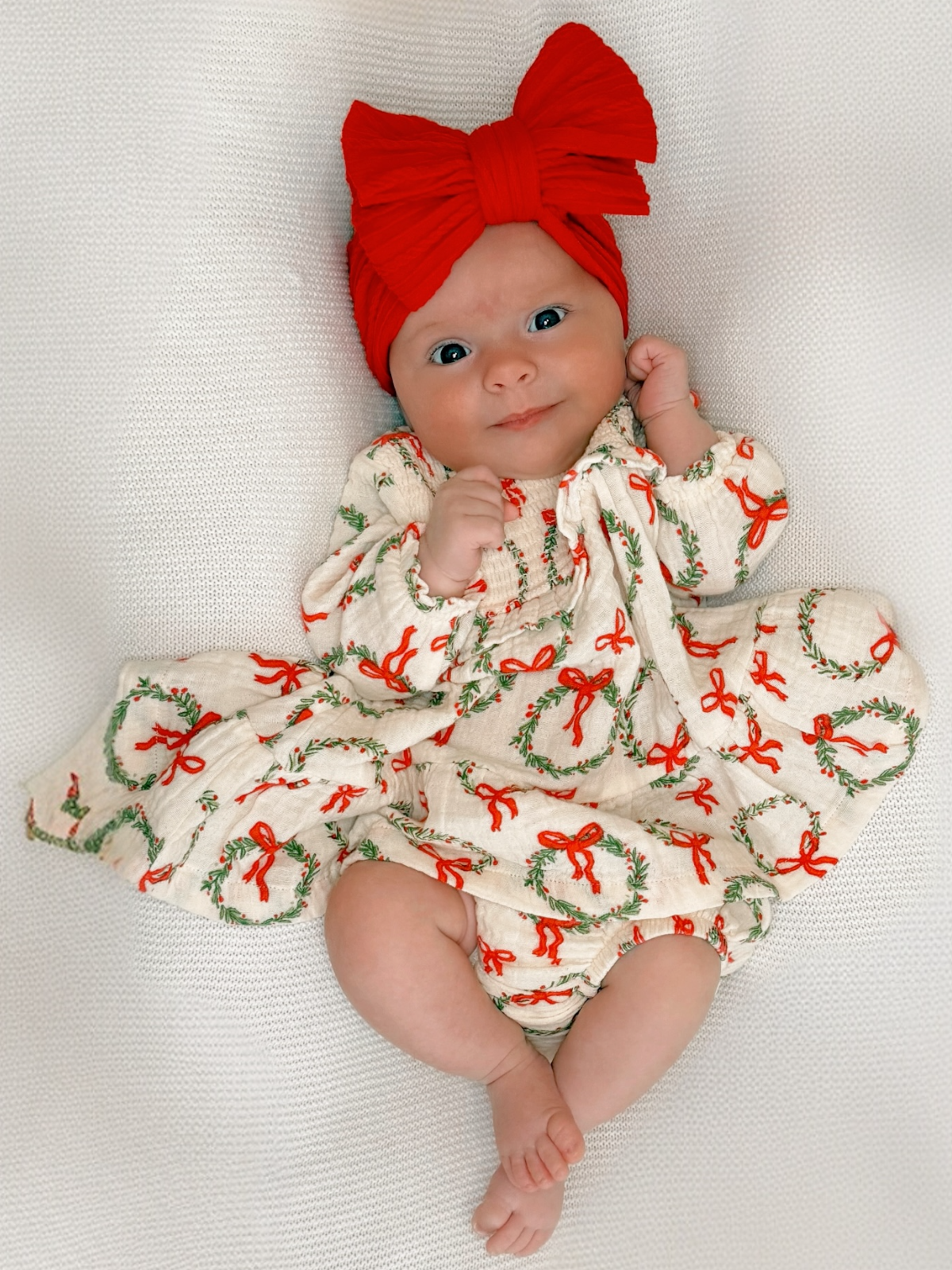 Smocked Ruffle Tiered Dress & Bloomer Wreath