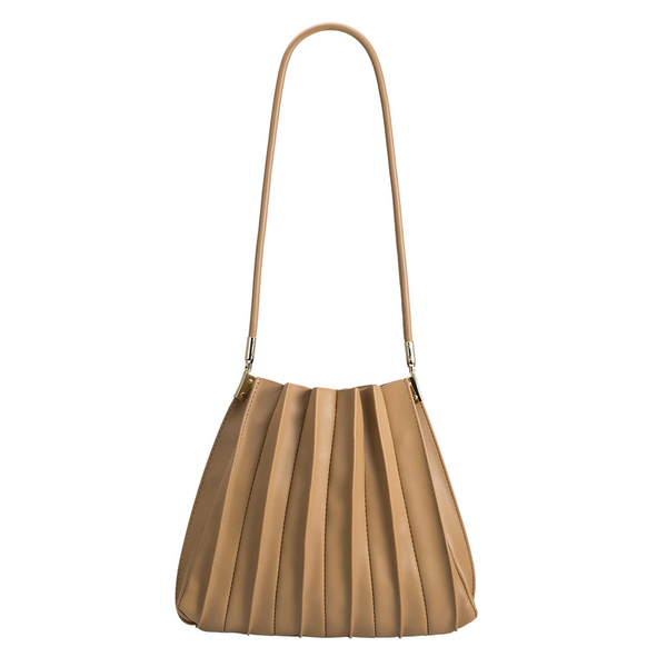 Melie Bianco Carrie Pleated Shoulder Bag - Taupe