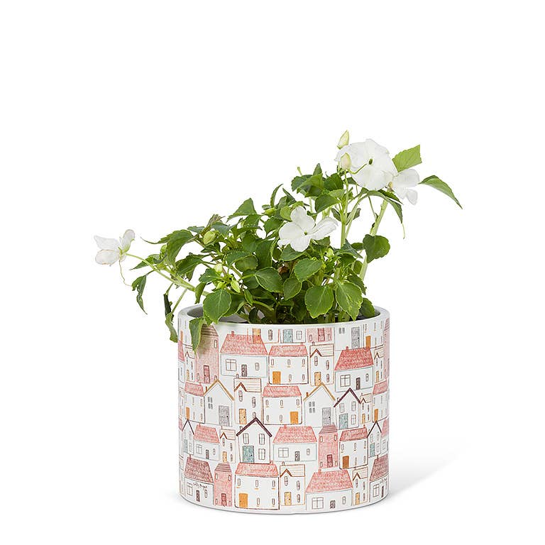 Small Pastel Village Planter