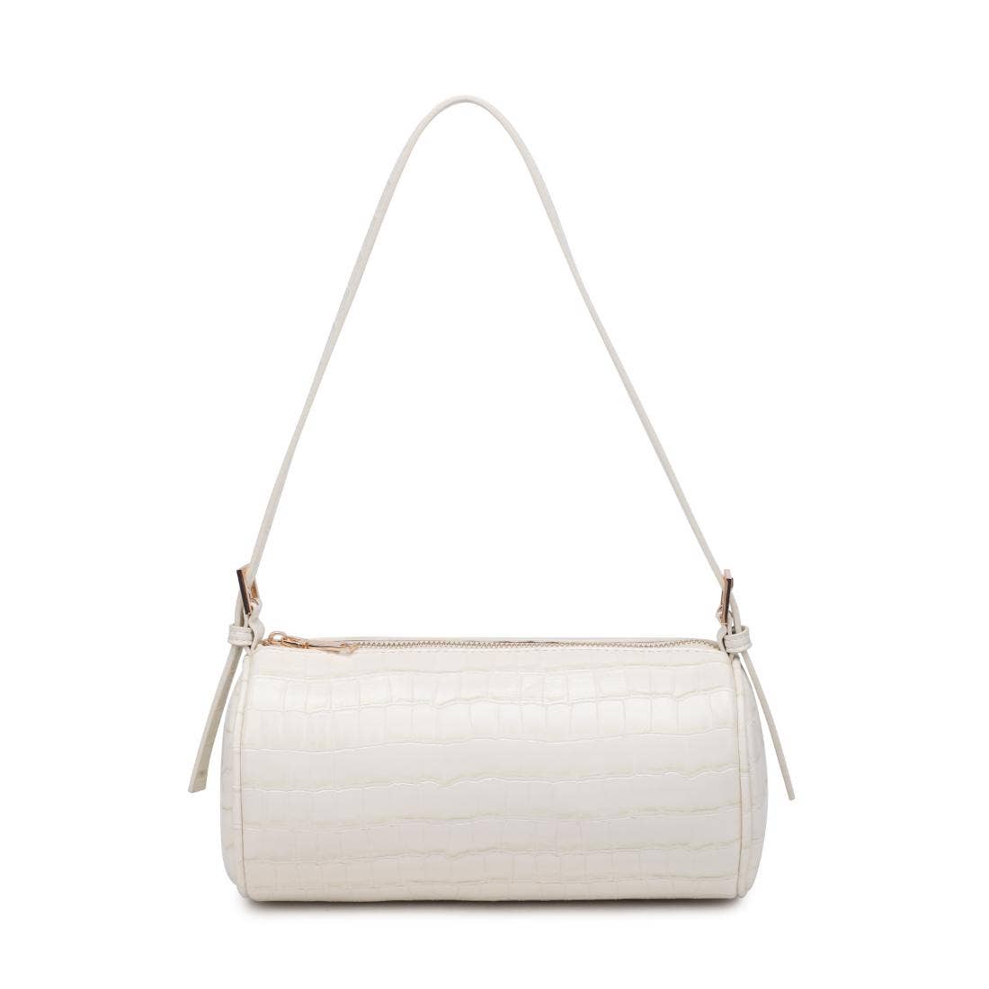Rachel - Croco Shoulder Bag: Bone