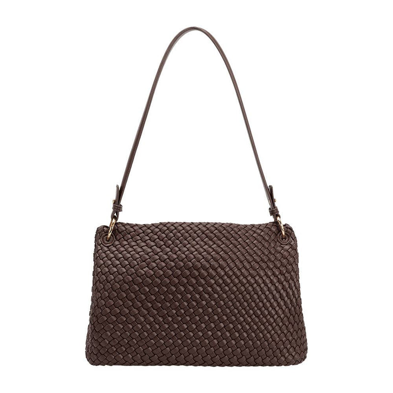 Melie Bianco Natalia Espresso Recycled Vegan Shoulder Bag