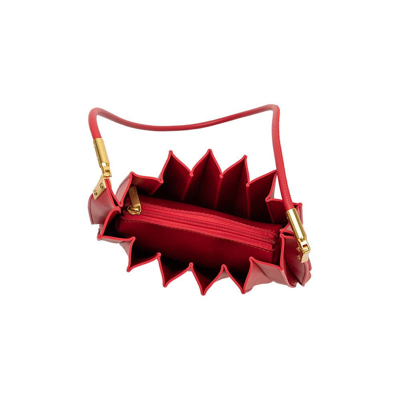 Melie Bianco Carrie Red Pleated Vegan Shoulder Bag