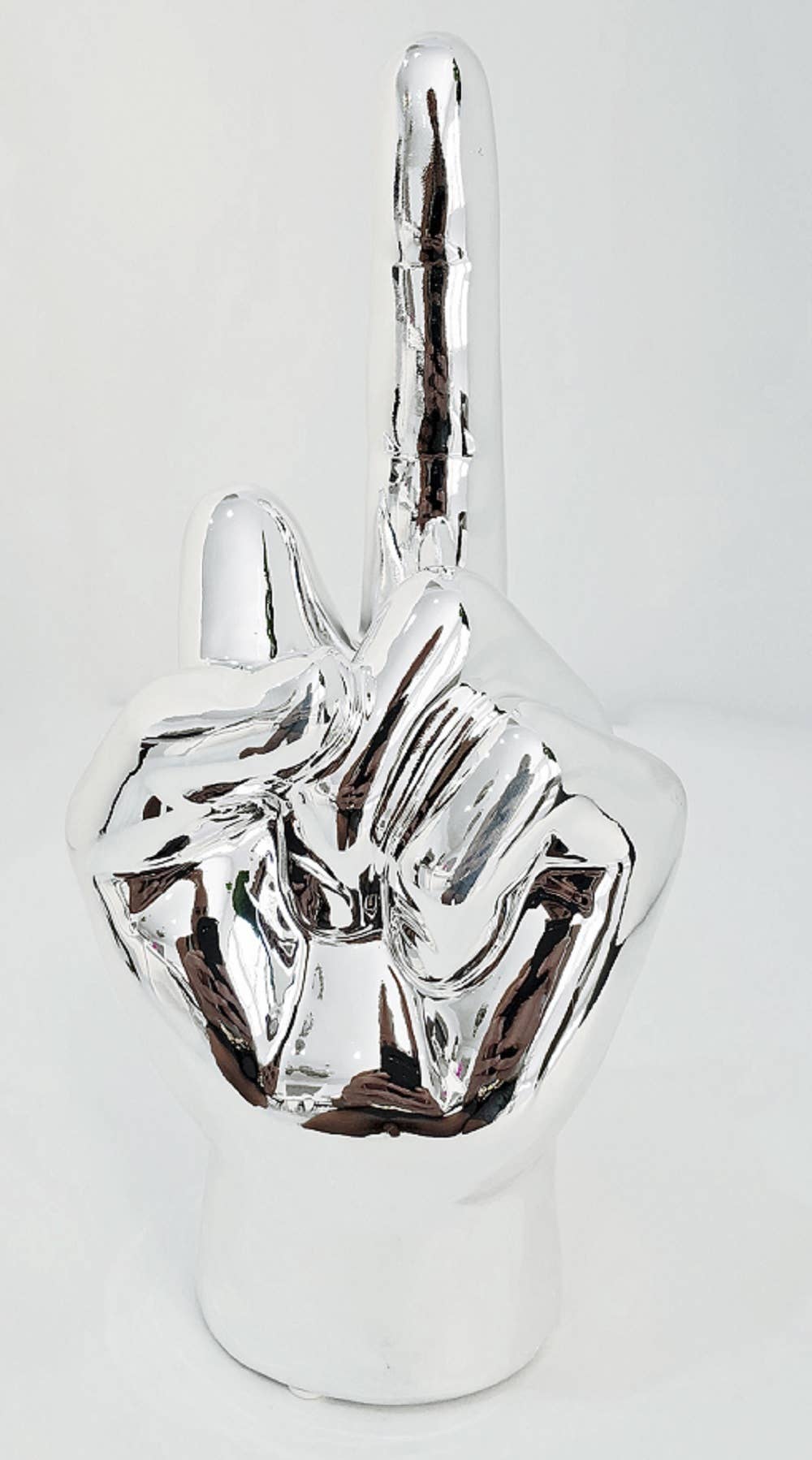 Silver Middle Finger Tabletop Sculpture - 9" long