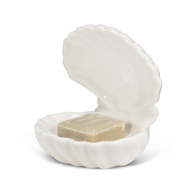 Double Clam Shell Dish - White - 3.5"D