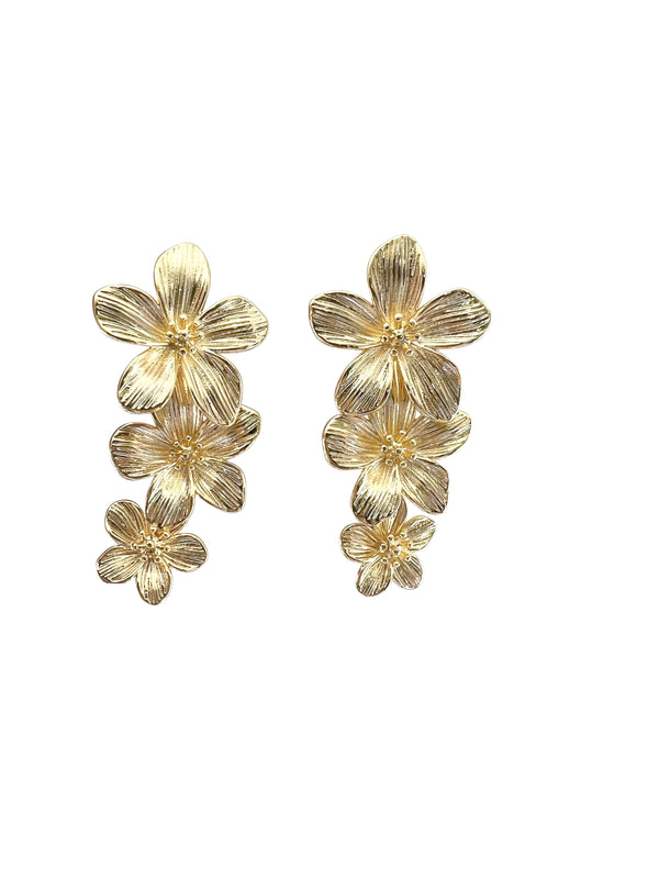 Gemelli Gold Flower Drop Earring