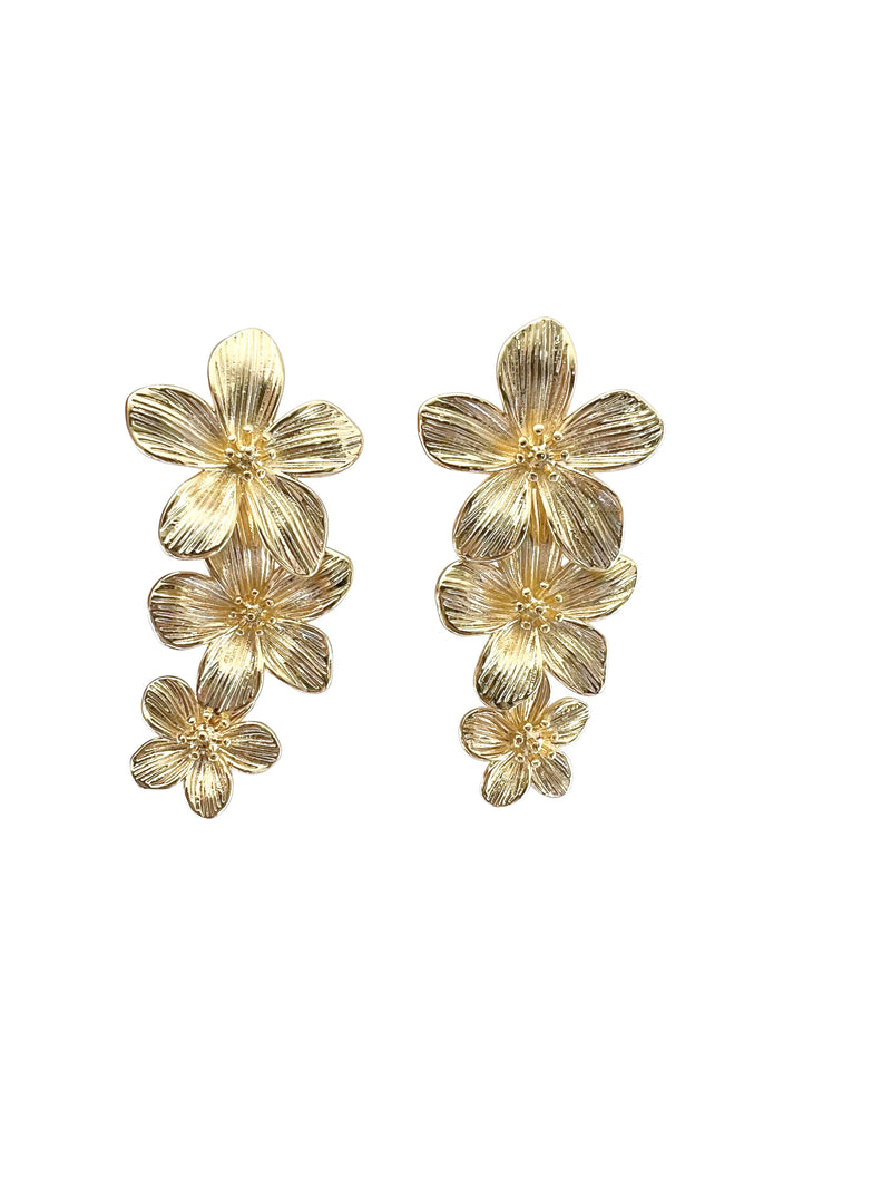 Gemelli Gold Flower Drop Earring