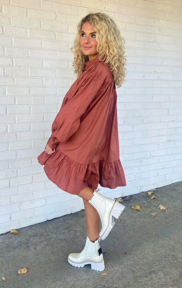 Femme Collared Dress - Clay