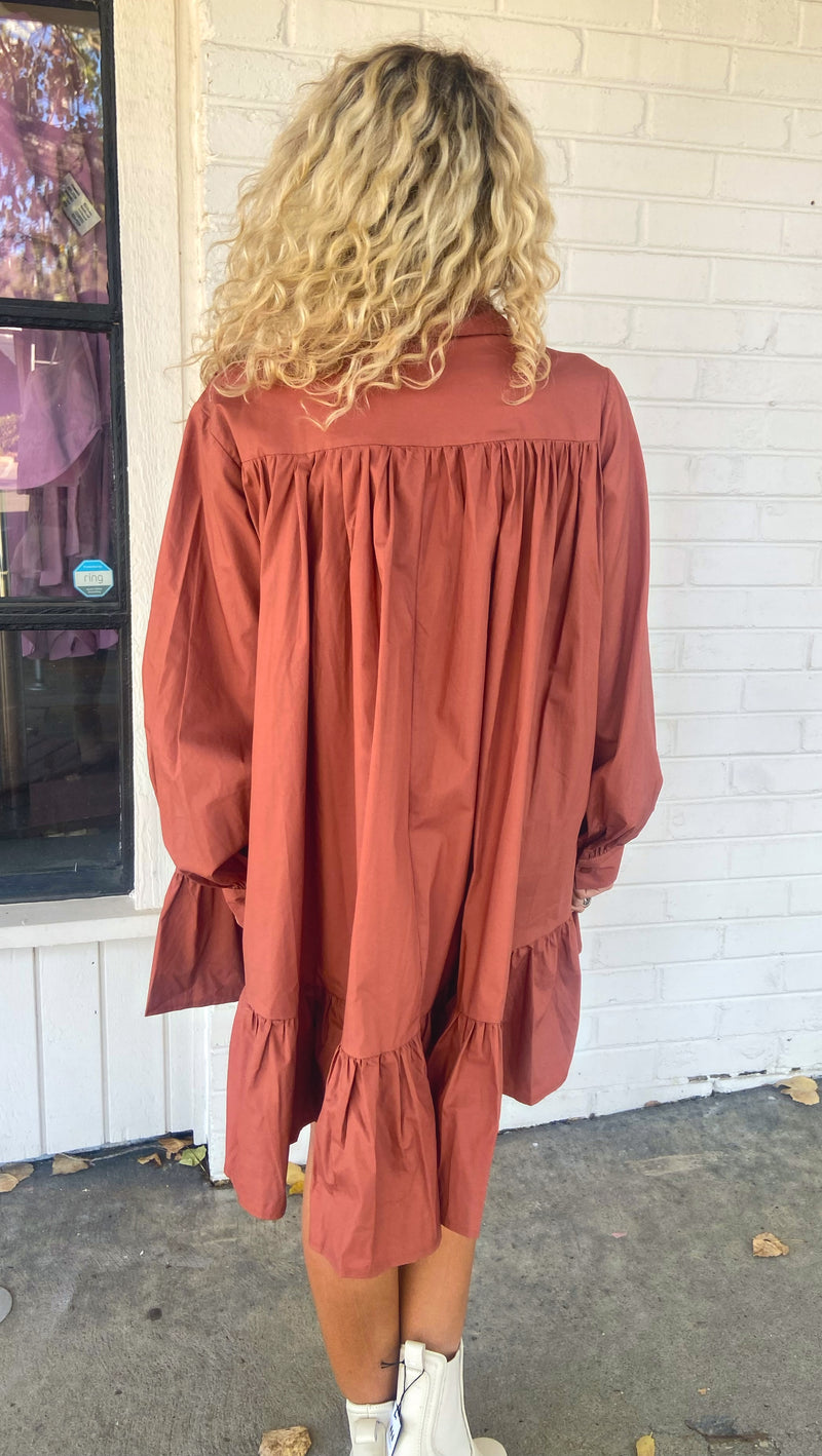 Femme Collared Dress - Clay