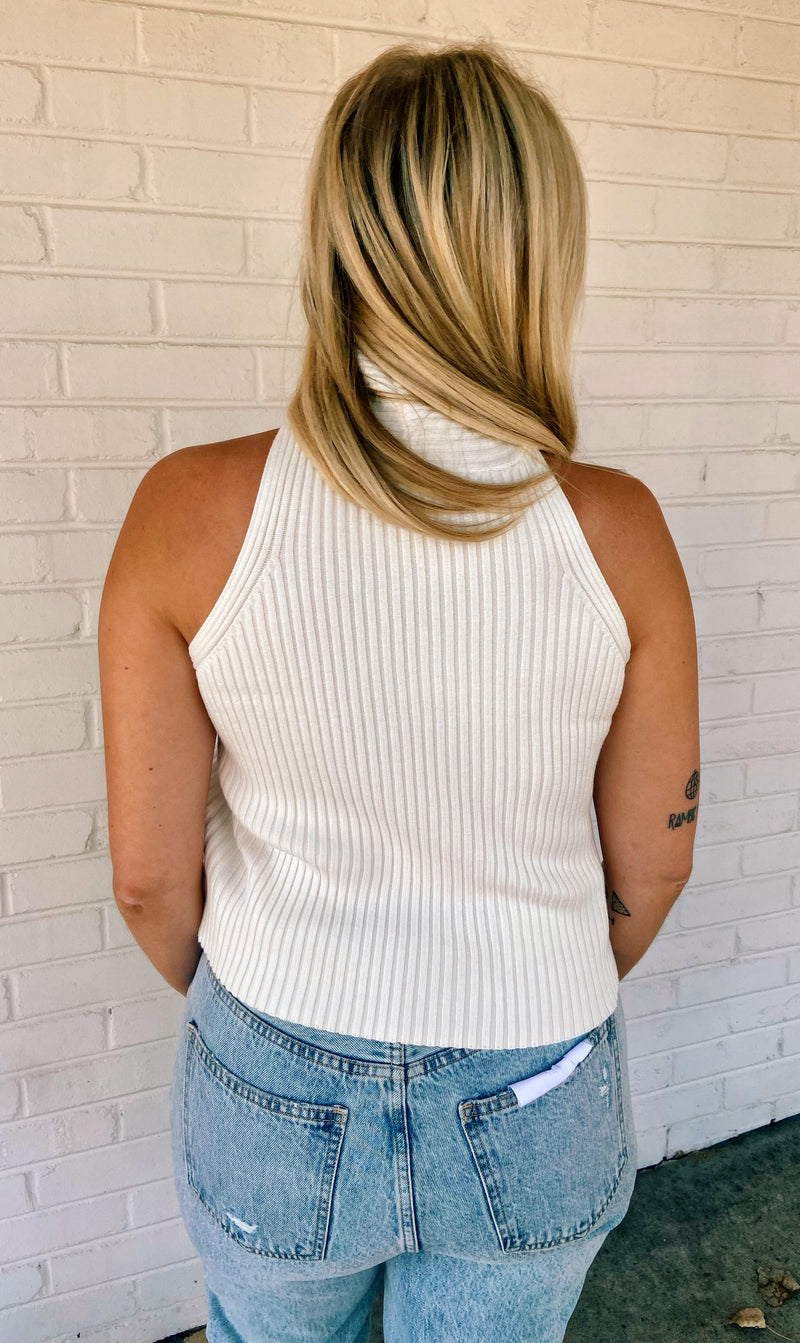 Sweater Weave Crop Top - Cream