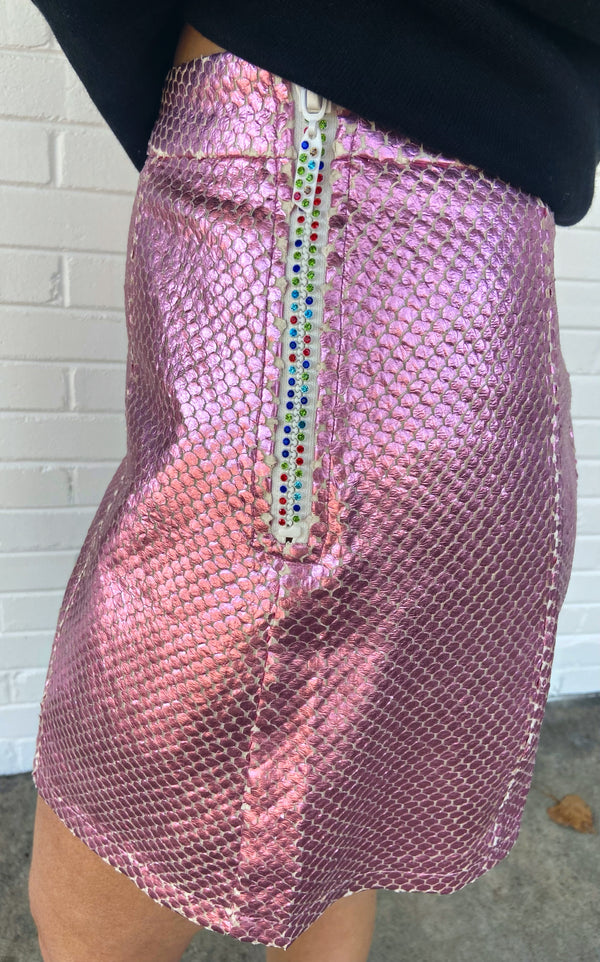 Queen of Sparkles Pink Metallic Bubble Skirt