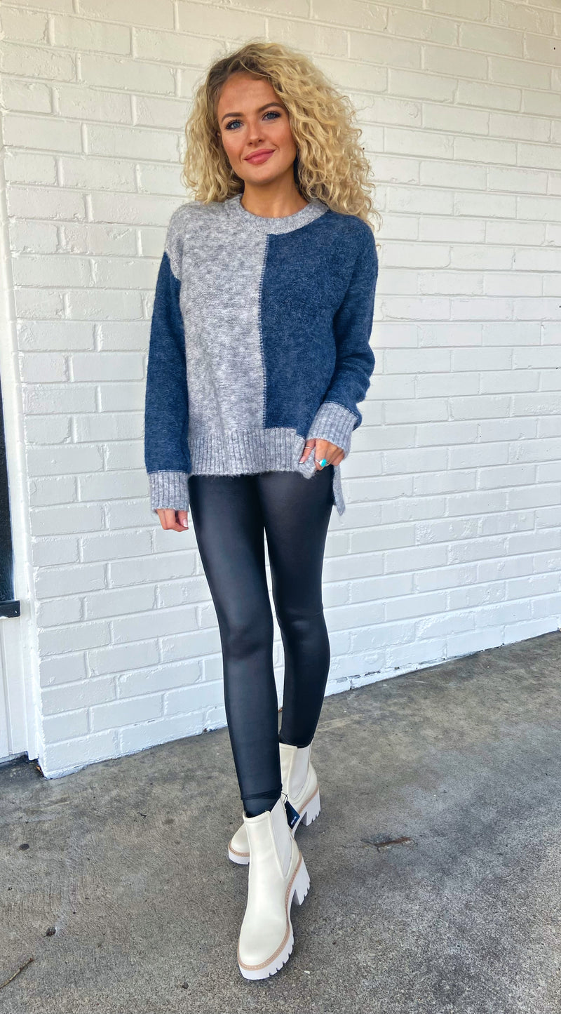 Split Decisions Sweater - Grey/Navy