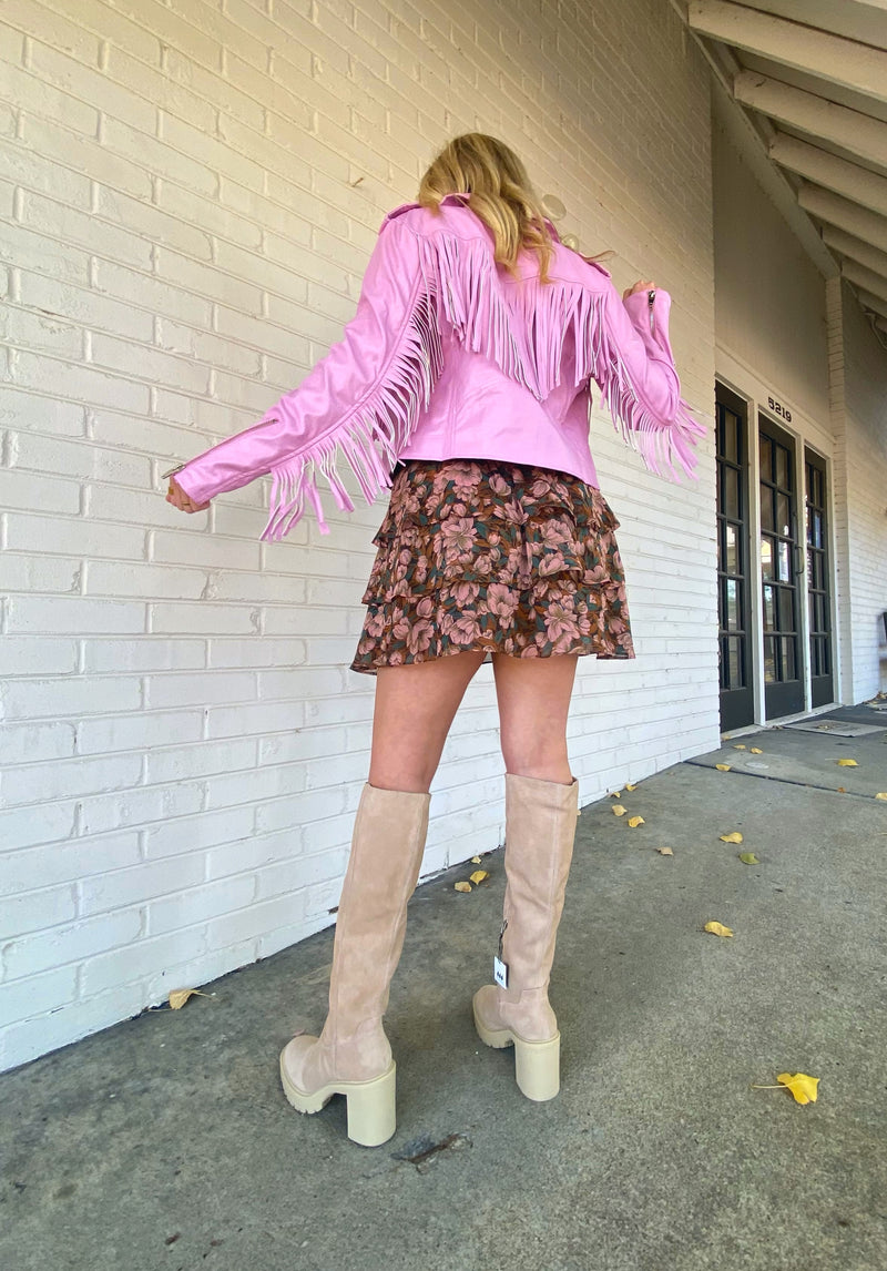 Buddylove Francesca Fringe Faux Leather Jacket - Gumdrop