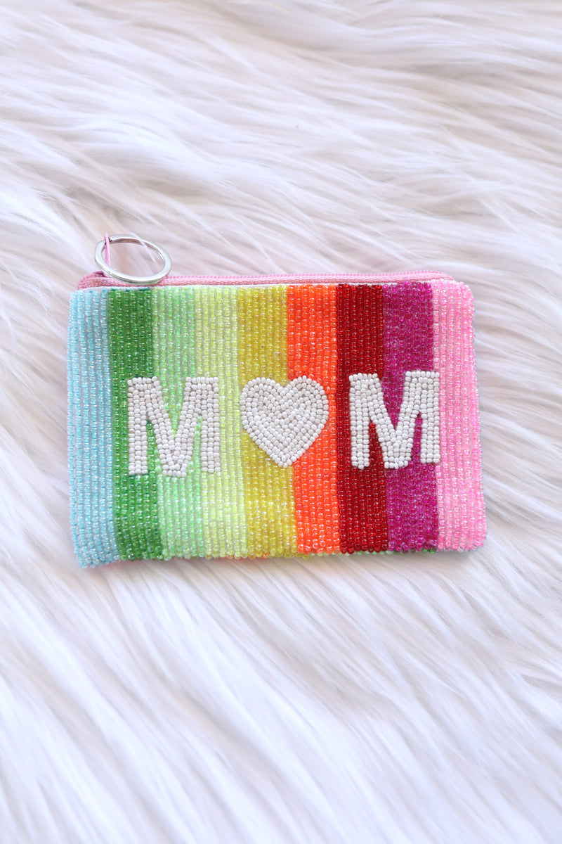 Rainbow Mom Beaded Coin Purse