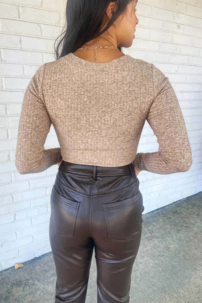 Buddylove Holly Long Sleeve Button Up Bodysuit - Chocolate