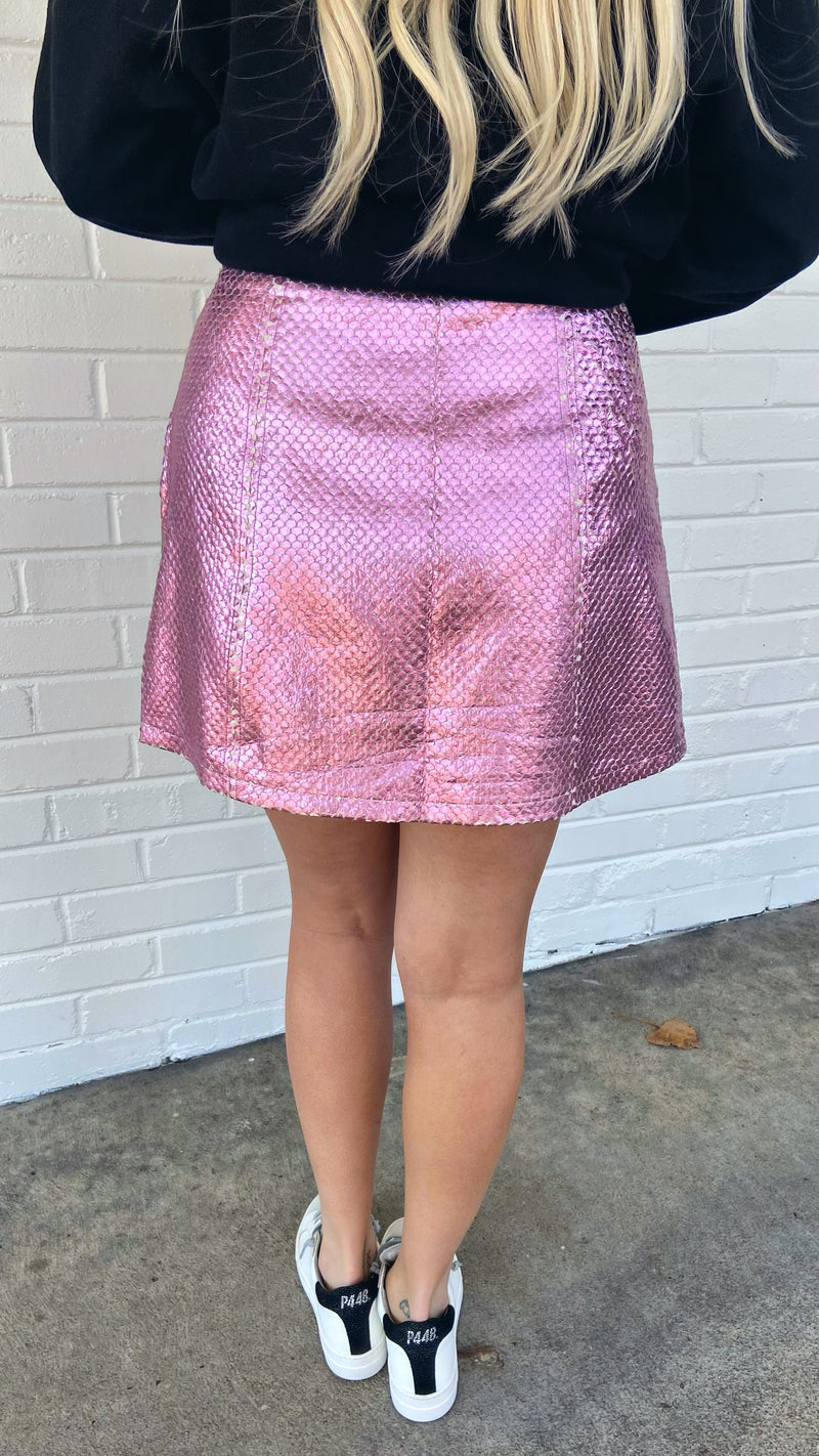 Queen of Sparkles Pink Metallic Bubble Skirt