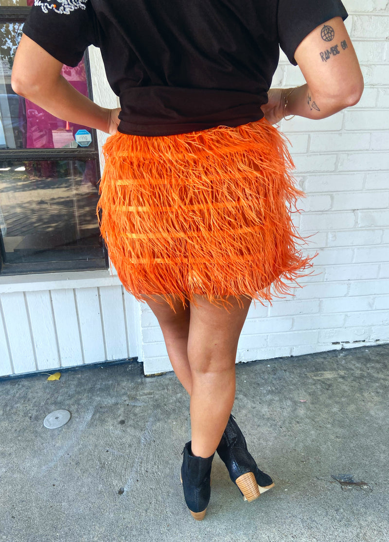 Queen of Sparkles Orange Feather Skirt